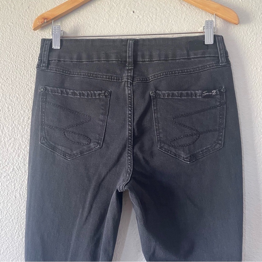 Seven7 Tummyless High Rise Skinny Jeans Women’s 8 Black Distressed Ripped - Picture 8 of 13